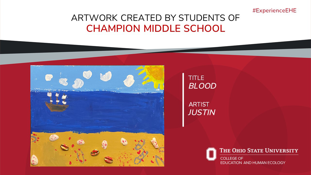 "Artwork created by students of Champion Middle School - Title: Blood, Artist: Justin"