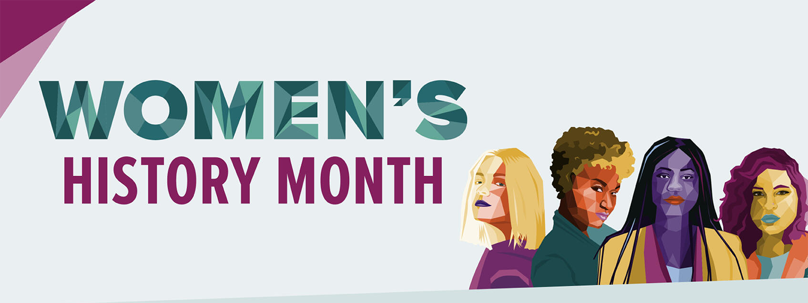 "Women's History Month" with illustrations of diverse women