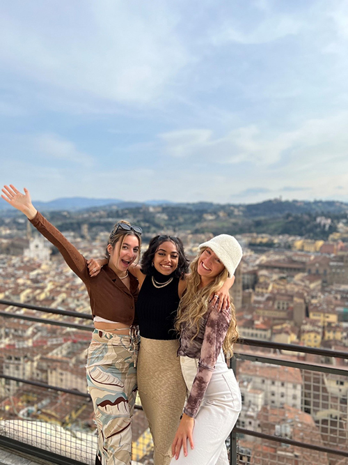 Natalie Moran and two other people on top of the Florence Cathedral