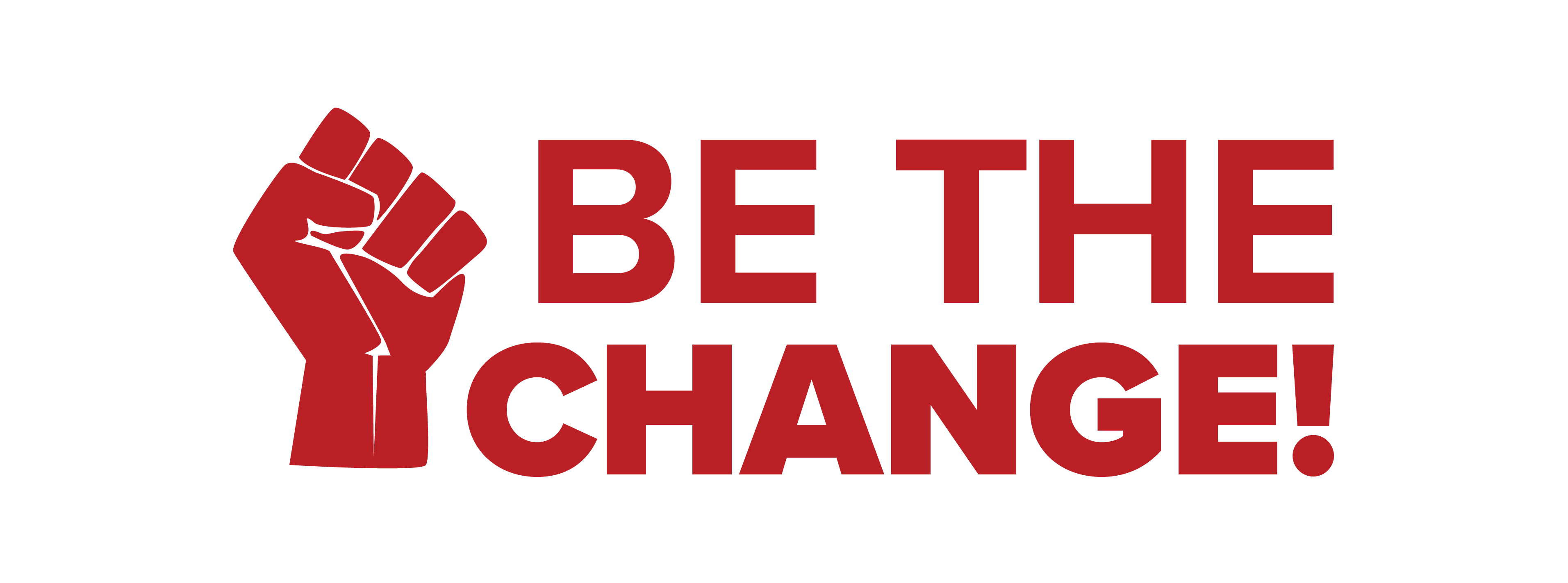 "Be the Change!" logo with red fist