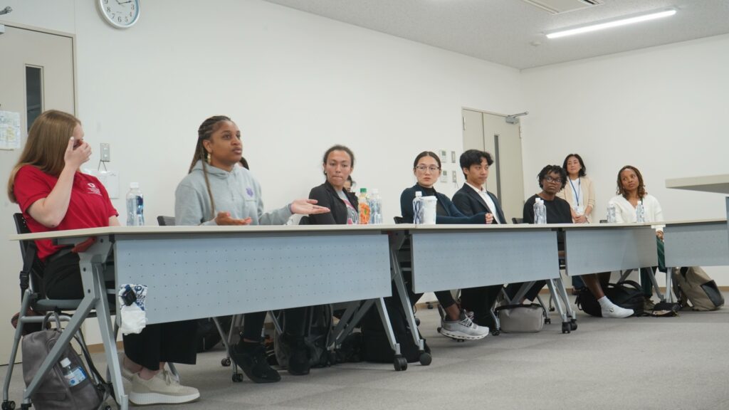 Students having a discussion in a classroom